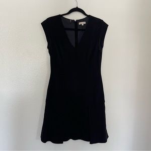 Rebecca Taylor Tweed Short Sleeve V Neck Navy Blue Fit & Flare Dress Size 4